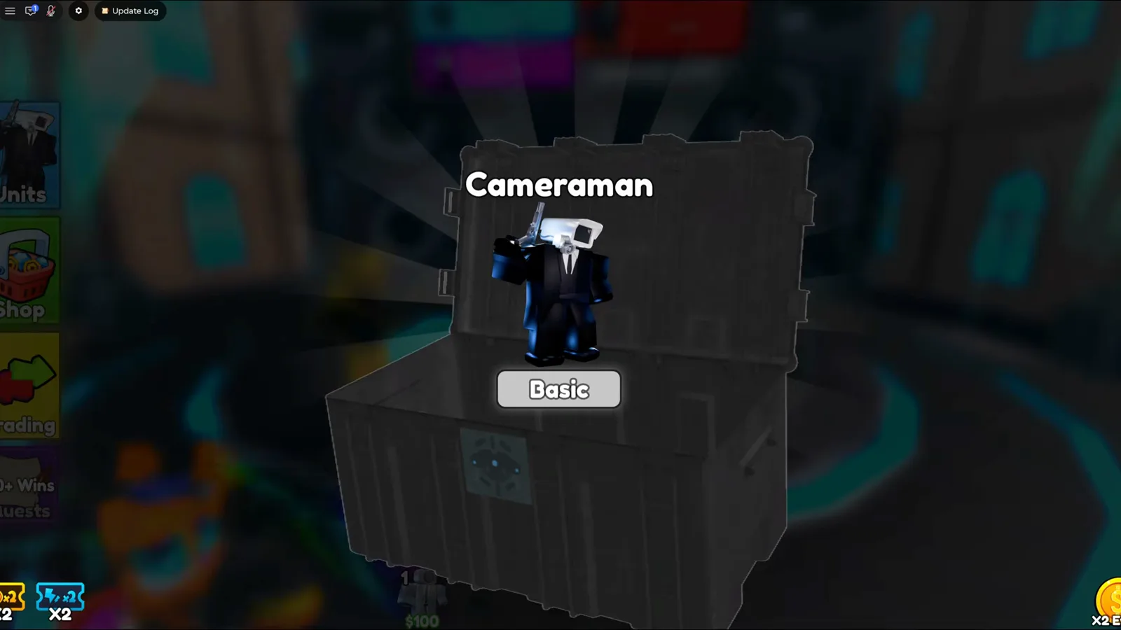 Cameraman Tower Defense Basic Crate reveal showing a Basic Cameraman unit after CruffyTD opens his first lobby summon.